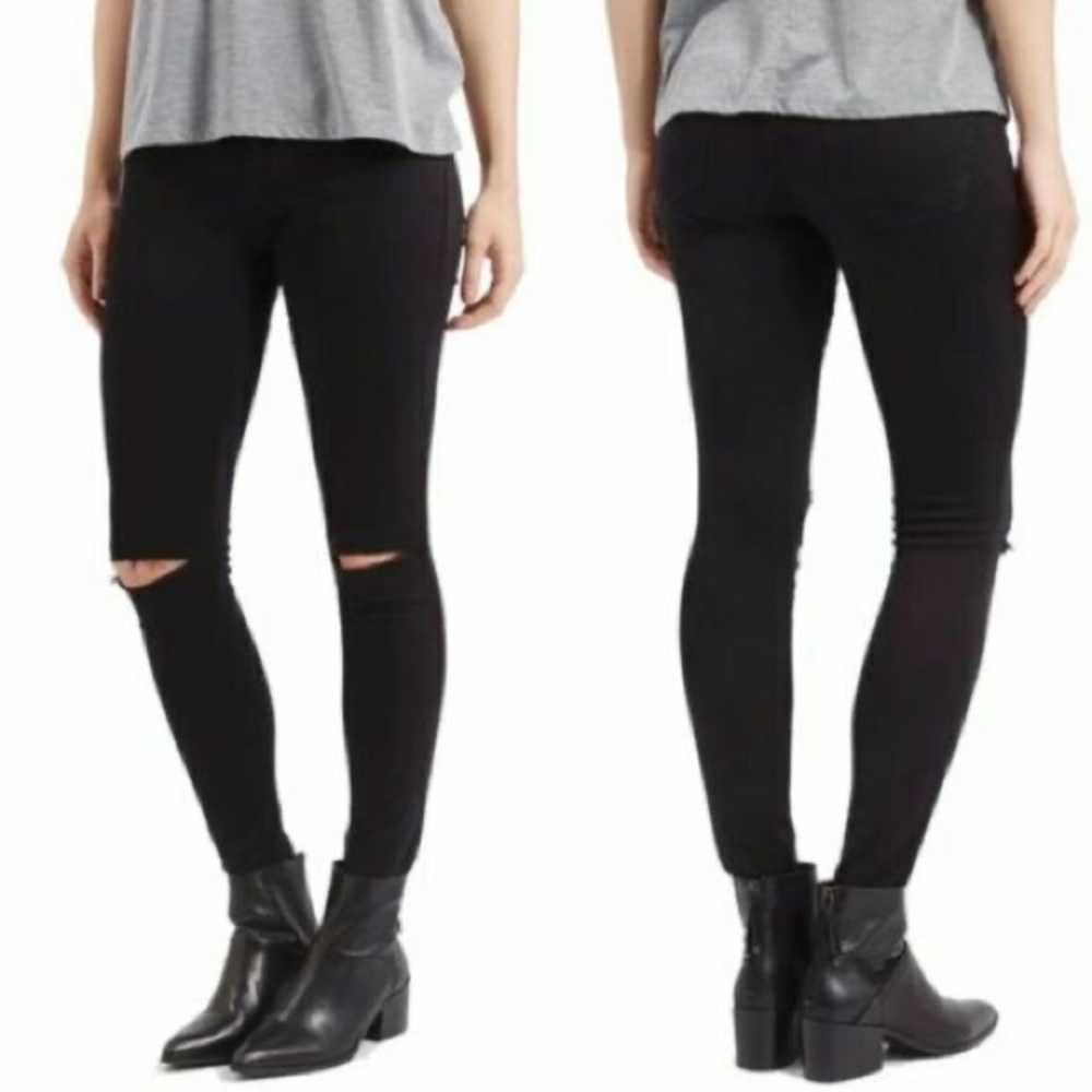 NWT TOPSHOP MOTO Leigh Ripped Skinny Jeans in Black
